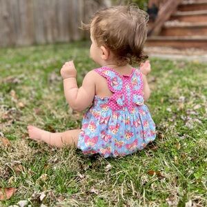 Butterfly Print Blue Baby One-Piece Bodysuit